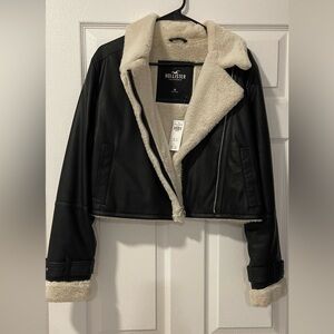 BRAND NEW Hollister Cropped Moto Fur Jacket